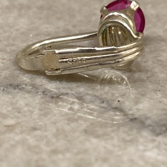 Sterling Silver Ruby Clip On Earrings - Picture 2 of 3